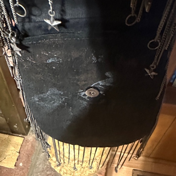 Free People Black suede Fringe Chain Women Bag - Picture 3 of 6